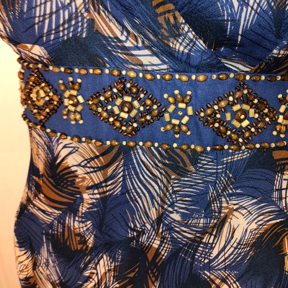 INC Blue Silk Print Dress 10 - Picture 4 of 6